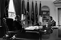 Haig with President Gerald Ford shortly after Ford assuming the Presidency at the Oval Office, White House in September 1974.