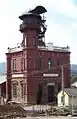 A shaft building of the Ševčín shaft in Příbram