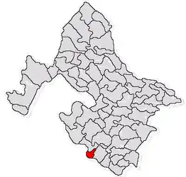 Location in Mehedinți County