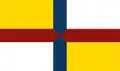 Proposed flag of Emilia. Combines the red on white cross (used by Bologna and Reggio Emilia) together with the blue on gold cross (used by Parma and Modena)