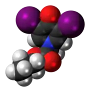 Space-filling model of propyliodone