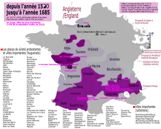 Protestant regions in modern France at the 16th century