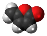 Space-filling model of the protoanemonin molecule