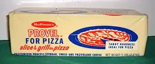 Provel pasteurized processed cheese for pizza in a 5-pound block