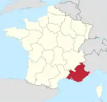 Location of Provence-Alpes-Côte d’Azur region in France