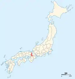 Location of Yamashiro Province in Japan