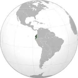 Location of the Free Province of Guayaquil in 1820.