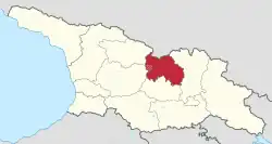 Location of South Ossetia (red) in Georgia. The overlapping borders of the “de jure” Imereti region and the “de facto” Republic of South Ossetia.