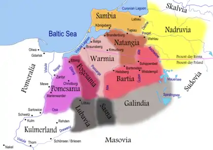 Old Prussian clans in the 13th century (partially in modern Kaliningrad Oblast)