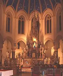 Altar designed by Peter Paul Pugin. Located within Brownedge St. Mary's & St. Benedict's RC Church, Brownedge Lane