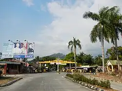 Overlooking Pugo town center and welcome arch from the National Highway