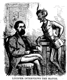 Mayor Hall and Lucifer, by an unknown artist (1870)