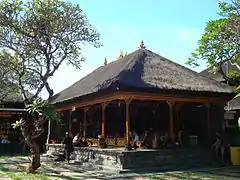 Bale gong, a gamelan pavilion in Balinese temple compound.