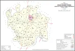 Map showing Lakhmademau (#806) in Purwa CD block