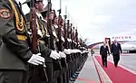 President Putin and President Alexander Lukashenko inspecting the guard during the former's arrival ceremony at Minsk National Airport in 2012.