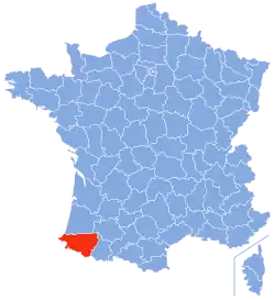 Location of Pyrénées-Atlantiques in France