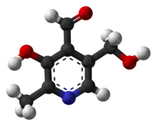 Ball-and-stick model of pyridoxal