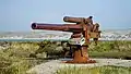 Rusted QF 4 inch mk IV gun without a gun shield on East Falkland