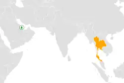 Map indicating locations of Qatar and Thailand