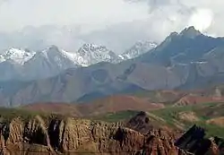 The Qilian Mountains seen from Qilian County