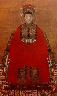 Portrait of lady in fengguan xiapei in Qing dynasty,