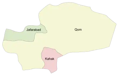 Location of Qom County in Qom province