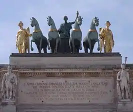 Peace riding a chariot, atop Arc de Triomphe du Carrousel by FrançoisJoseph Bosio (1828)