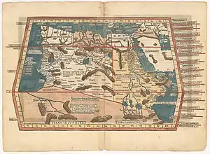 A map of Africa as it was known to Europeans in 1482. created by German cartographer Lienhart Hol and based on Ptolemy's fourth map of Africa