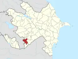 Map of Azerbaijan showing Qubadli District