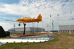 The memorial in front of the hangars