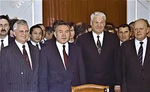 Image 47On 21 December 1991, the leaders of 11 former Soviet republics, including Russia and Ukraine, agreed to the Alma-Ata Protocols, formally establishing the Commonwealth of Independent States (CIS). (from Soviet Union)