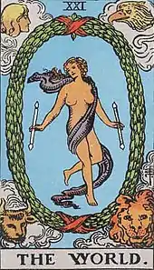 The World card from the Rider-Waite tarot deck (1909)