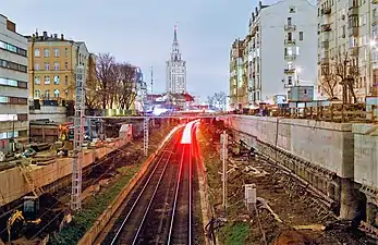 Kurskaya – Kalanchyovskaya section of Line D2. Construction of additional tracks for Line D4 is underway.