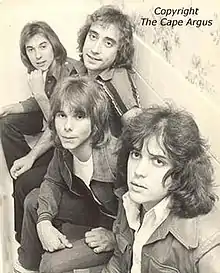 Rabbitt, 1976.  L-R: Neil Cloud, Duncan Faure (leaning forward), Ronnie Robot and Trevor Rabin