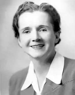 Rachel Carson, author of The Edge of the Sea. Official photo as a USFWS employee. c. 1940.