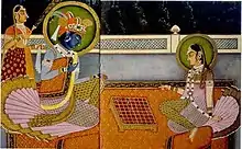 Image 10Krishna and Radha playing chaturanga on an 8×8 Ashtāpada (from History of chess)