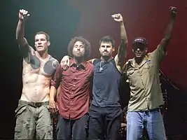 Rage Against the Machine in 2007. Left to right: Tim Commerford, Zack de la Rocha, Brad Wilk, and Tom Morello.