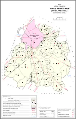 Map showing Kola Haibatpur (#513) in Rahi CD block