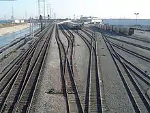 Image 39Yard for Amtrak equipment, located next to the Los Angeles River. The two tracks on the left are the mainline. (from Rail yard)