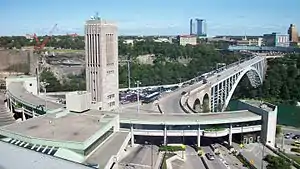 Rainbow Bridge bell tower and plaza in foreground