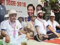 Ram Vilas Paswan and the Minister of State for Human Resource Development, Shri Upendra Kushwaha perform Yoga, on the occasion of the 4th International Day of Yoga 2018, in Hajipur, Bihar.