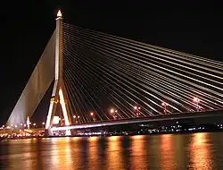 The Rama VIII Bridge across the Chao Phraya River, built in 2002