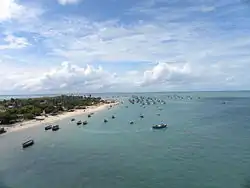 Aerial view of the Rameswaram island from Pamban Bridge in Tamil Nadu, India