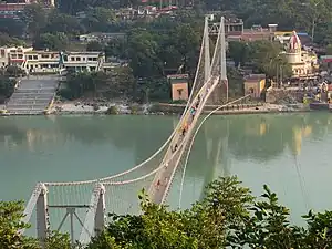 Ram Jhula, the bridge over the Ganges.