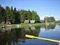 Boathouses in village.