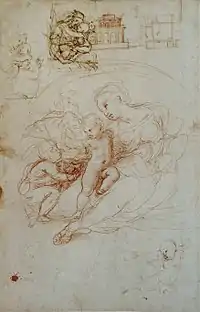 Sheet with study for the Alba Madonna and other sketches