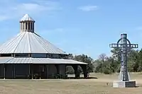 Glass block curtain walls at Raphael's Refuge outside of Flatonia, Texas