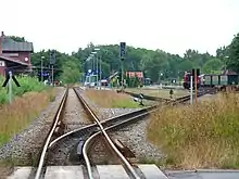 Putbus station with the narrow gauge line looking towards Lauterbach Mole