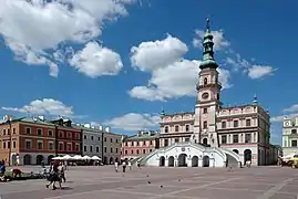 Zamość City Hall, designed by Bernardo Morando, is a unique example of Renaissance architecture in Europe, consistently built in accordance with the Italian theories of an "ideal town".