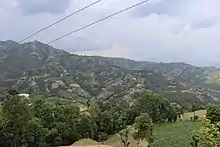 The green farmland of Ravi village wit Anekot on the backdrop